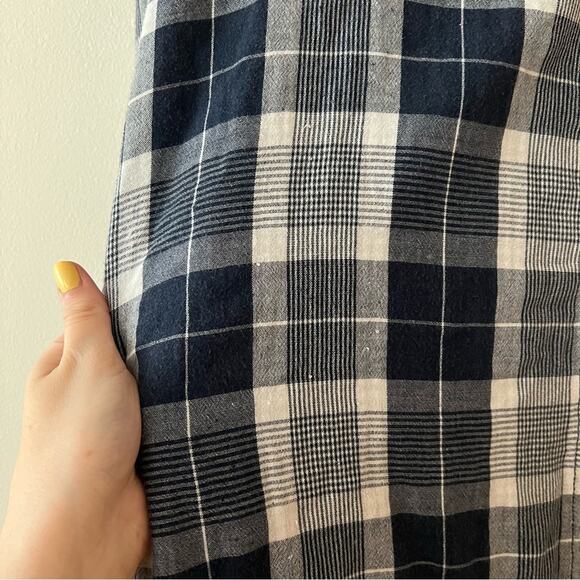 Anthropologie Pilcro Oversized Bo Boyfriend Plaid Navy Button Down Shirt - Picture 8 of 11